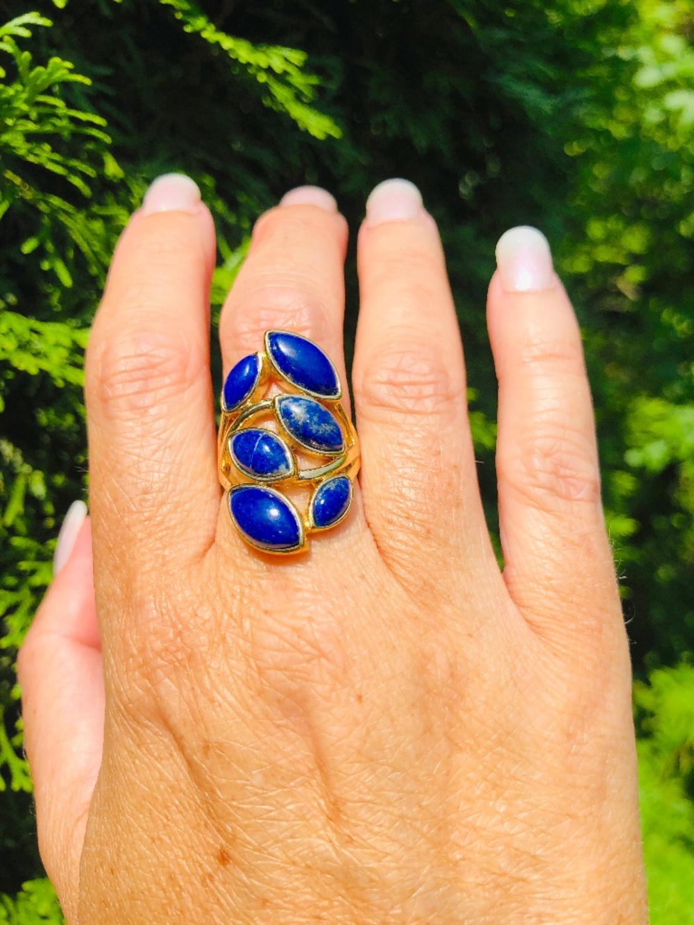 New! Marquis Genuine Lapis Ring